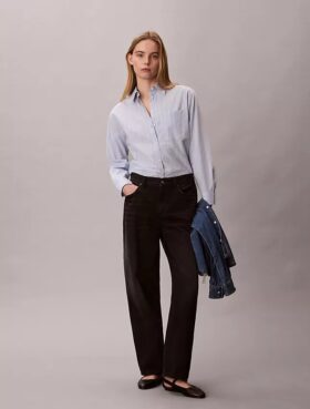 Camicia button-down in popeline di cotone dal taglio morbido