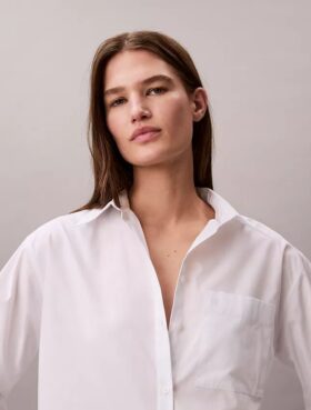 Camicia button-down in popeline di cotone dal taglio morbido