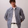 Camicia button-down in popeline lavato a righe Camicia button-down in popeline lavato a righe