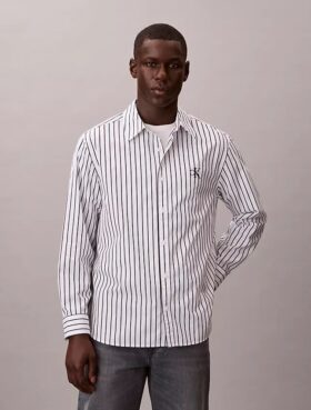 Camicia button-down in popeline lavato a righe