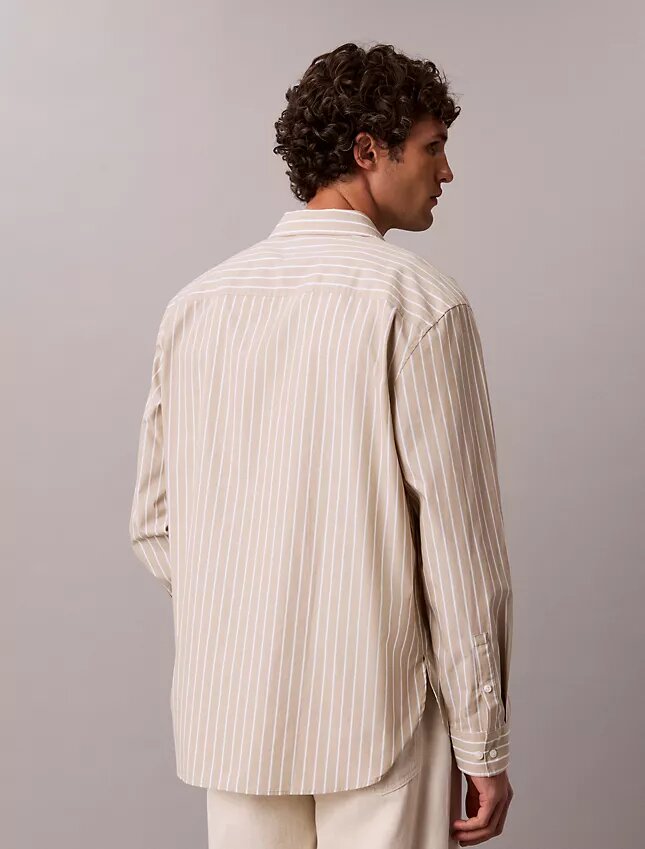 Camicia button-down in popeline lavato a righe Camicia button-down in popeline lavato a righe