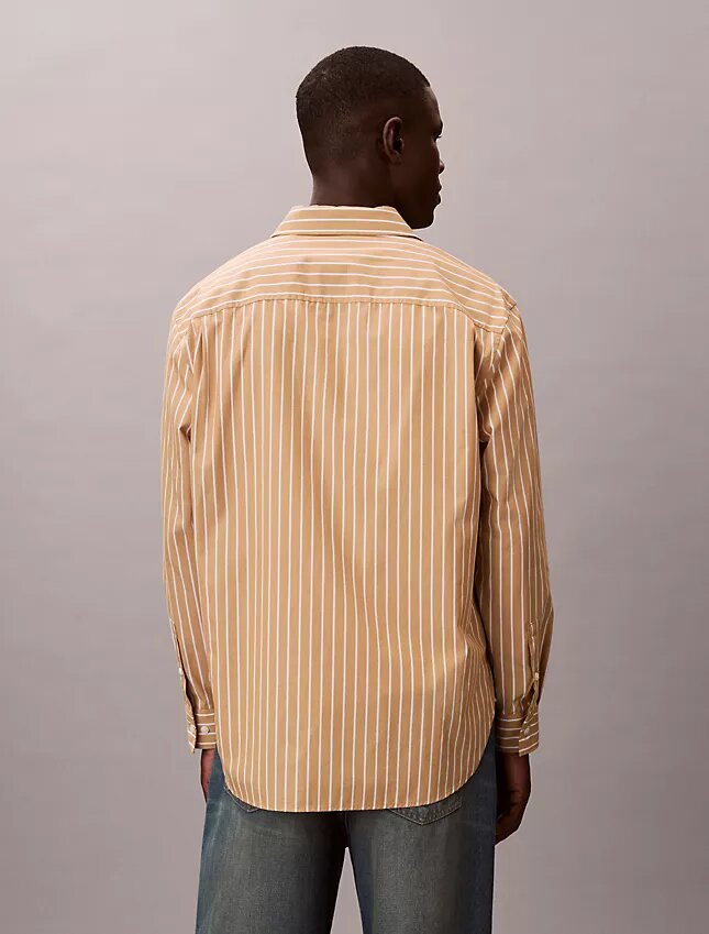 Camicia button-down in popeline lavato a righe Camicia button-down in popeline lavato a righe