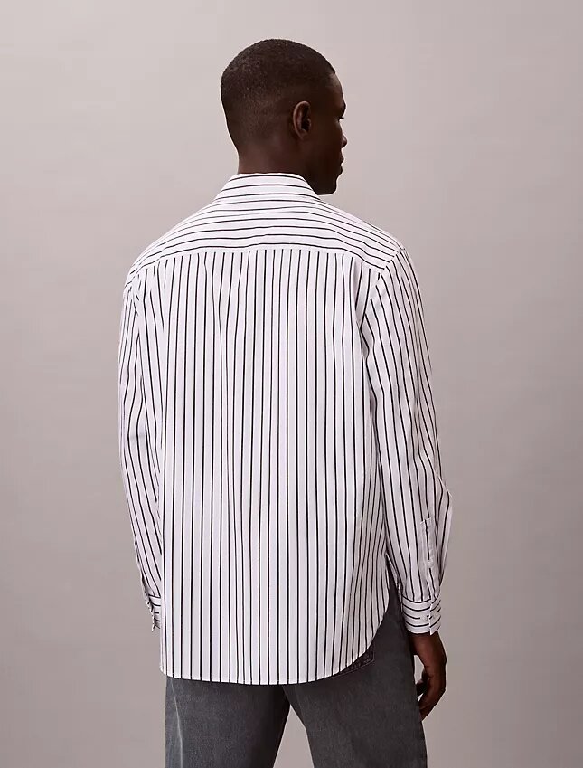 Camicia button-down in popeline lavato a righe Camicia button-down in popeline lavato a righe