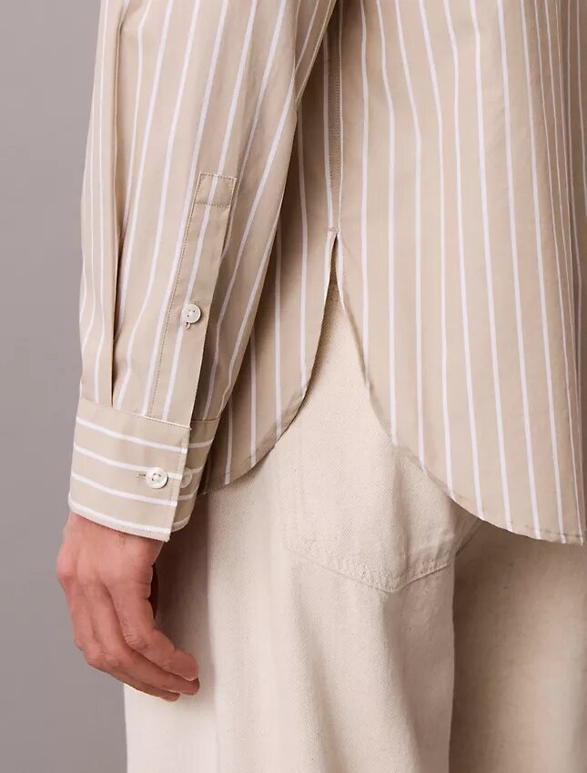 Camicia button-down in popeline lavato a righe Camicia button-down in popeline lavato a righe