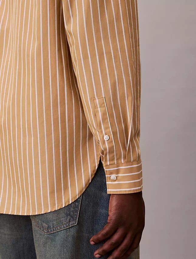 Camicia button-down in popeline lavato a righe Camicia button-down in popeline lavato a righe