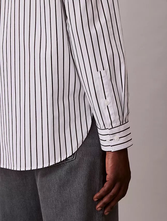 Camicia button-down in popeline lavato a righe Camicia button-down in popeline lavato a righe