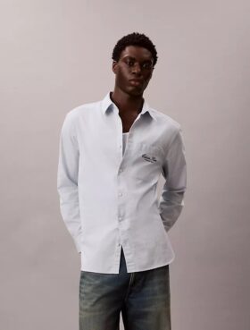 Camicia button-down in tessuto Oxford lavato con logo
