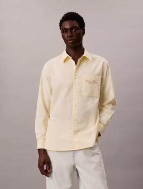 Camicia button-down in tessuto Oxford lavato con logo