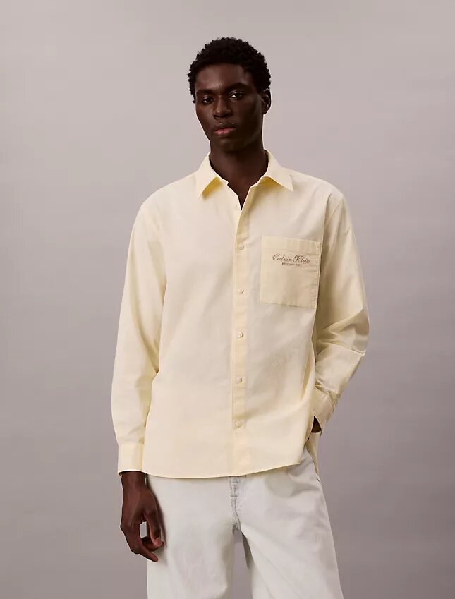 Camicia button-down in tessuto Oxford lavato con logo Camicia button-down in tessuto Oxford lavato con logo