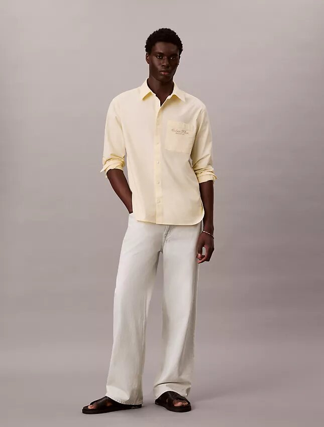 Camicia button-down in tessuto Oxford lavato con logo Camicia button-down in tessuto Oxford lavato con logo