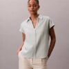 Camicia classica a maniche corte in misto lino