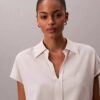 Camicia classica a maniche corte in misto lino