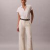 Camicia classica a maniche corte in misto lino
