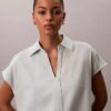 Camicia classica a maniche corte in misto lino