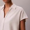 Camicia classica a maniche corte in misto lino