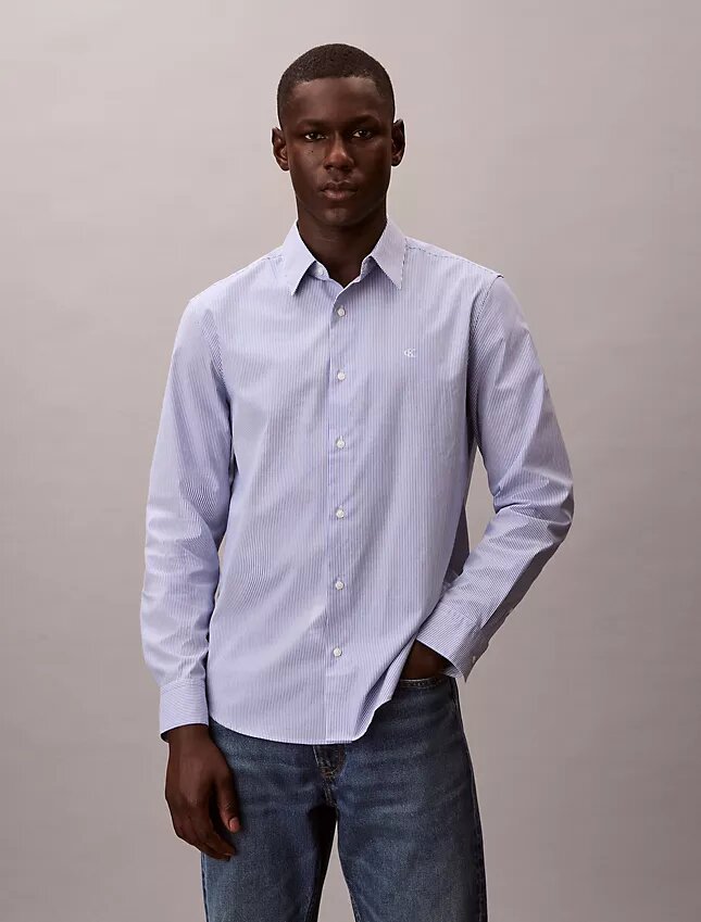 Camicia classica button-down a righe in cotone Cotton Stretch Camicia classica button-down a righe in cotone Cotton Stretch
