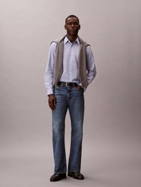 Camicia classica button-down a righe in cotone Cotton Stretch
