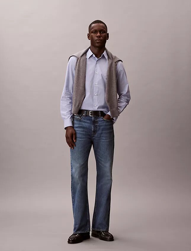 Camicia classica button-down a righe in cotone Cotton Stretch Camicia classica button-down a righe in cotone Cotton Stretch