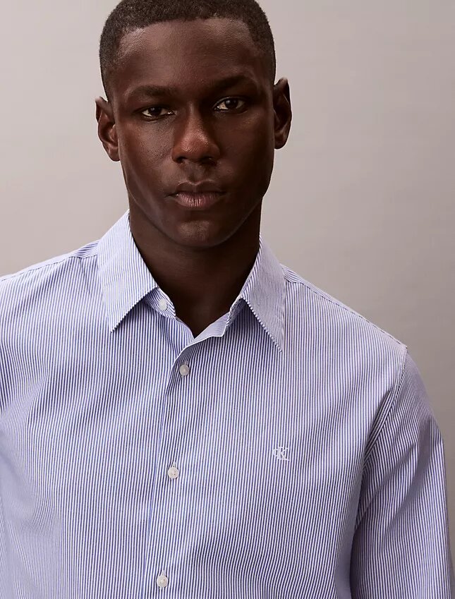 Camicia classica button-down a righe in cotone Cotton Stretch Camicia classica button-down a righe in cotone Cotton Stretch