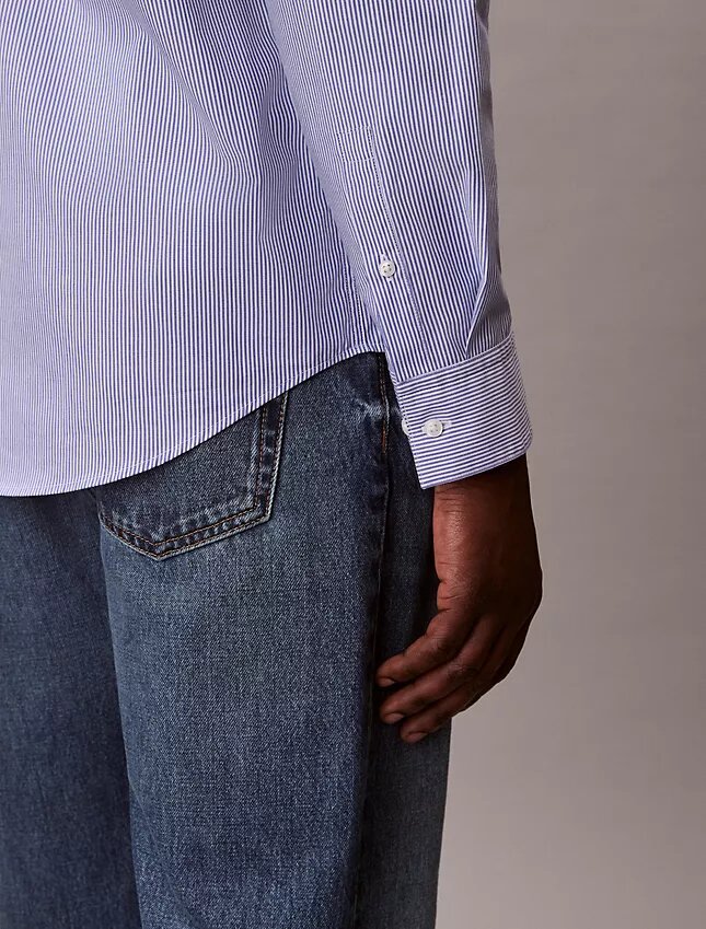 Camicia classica button-down a righe in cotone Cotton Stretch Camicia classica button-down a righe in cotone Cotton Stretch