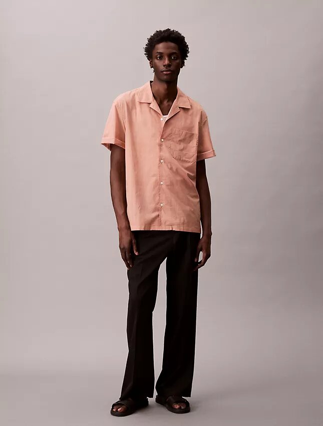 Camicia classica button-down a righe in tessuto Oxford Camicia classica button-down a righe in tessuto Oxford