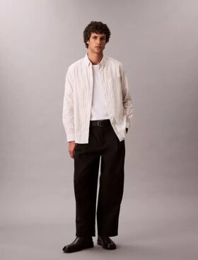 Camicia classica button-down a righe in tessuto Oxford
