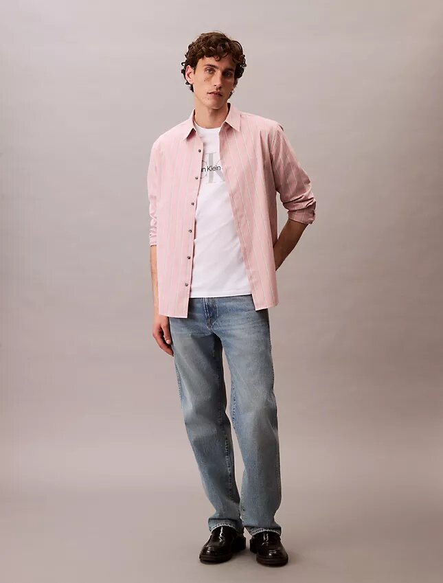 Camicia classica button-down a righe in tessuto Oxford Camicia classica button-down a righe in tessuto Oxford