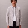 Camicia classica button-down a righe in tessuto Oxford