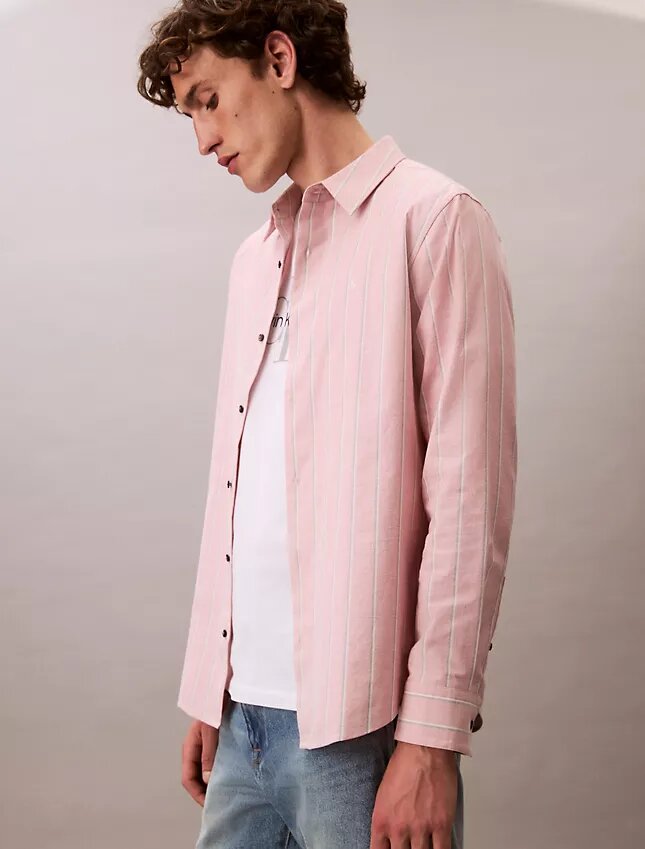 Camicia classica button-down a righe in tessuto Oxford Camicia classica button-down a righe in tessuto Oxford