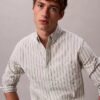 Camicia classica button-down a righe in tessuto Oxford
