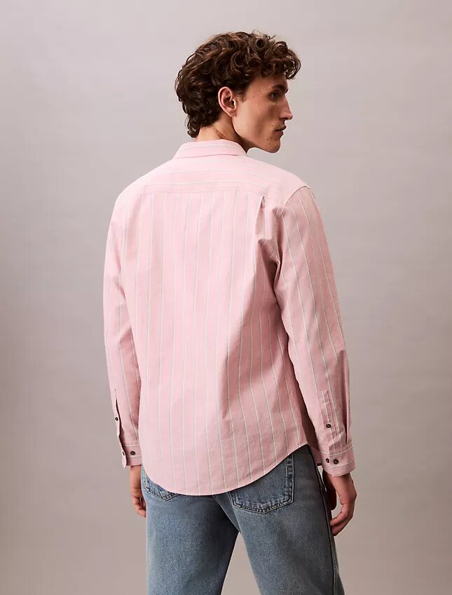 Camicia classica button-down a righe in tessuto Oxford Camicia classica button-down a righe in tessuto Oxford