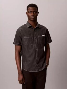 Camicia classica button-down in chambray