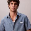 Camicia classica button-down in chambray