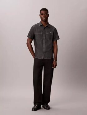 Camicia classica button-down in chambray