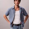 Camicia classica button-down in chambray