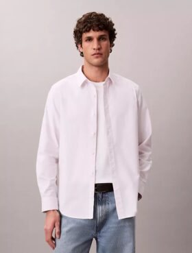 Camicia classica button-down in cotone elasticizzato a righe