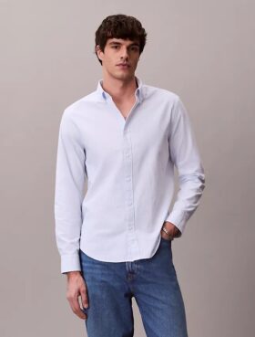 Camicia classica button-down in cotone elasticizzato a righe