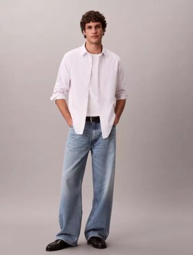 Camicia classica button-down in cotone elasticizzato a righe