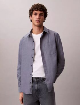 Camicia classica button-down in popeline lavato