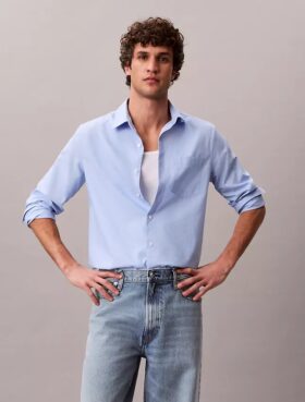 Camicia classica button-down in popeline lavato