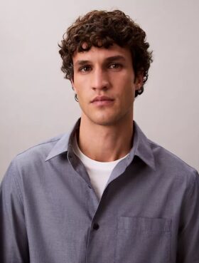 Camicia classica button-down in popeline lavato