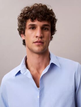 Camicia classica button-down in popeline lavato