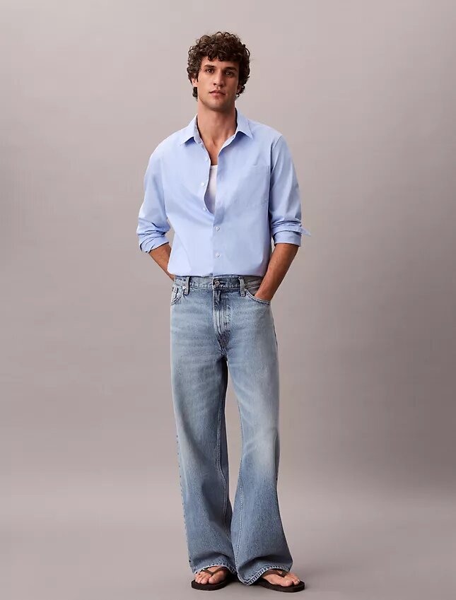 Camicia classica button-down in popeline lavato Camicia classica button-down in popeline lavato