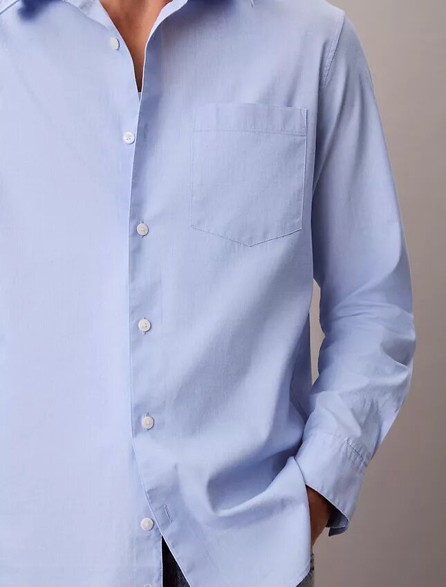 Camicia classica button-down in popeline lavato Camicia classica button-down in popeline lavato