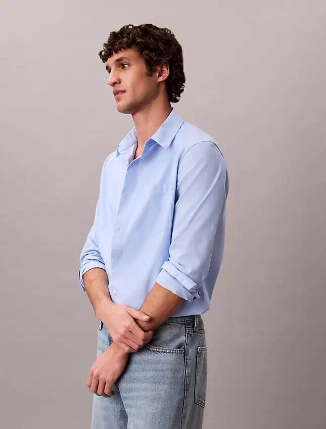 Camicia classica button-down in popeline lavato Camicia classica button-down in popeline lavato