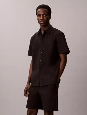 Camicia classica button-down in seersucker