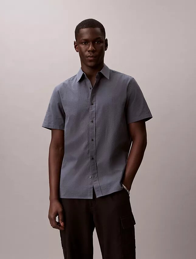 Camicia classica button-down in seersucker Camicia classica button-down in seersucker