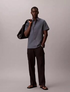 Camicia classica button-down in seersucker
