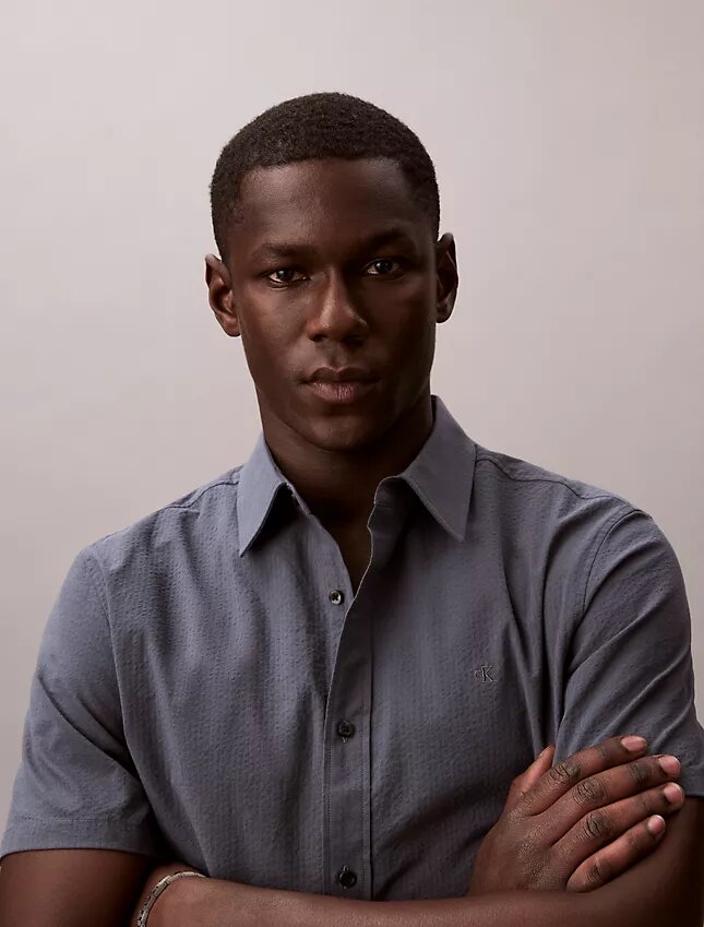 Camicia classica button-down in seersucker Camicia classica button-down in seersucker