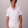Camicia classica button-down in seersucker a tinta unita